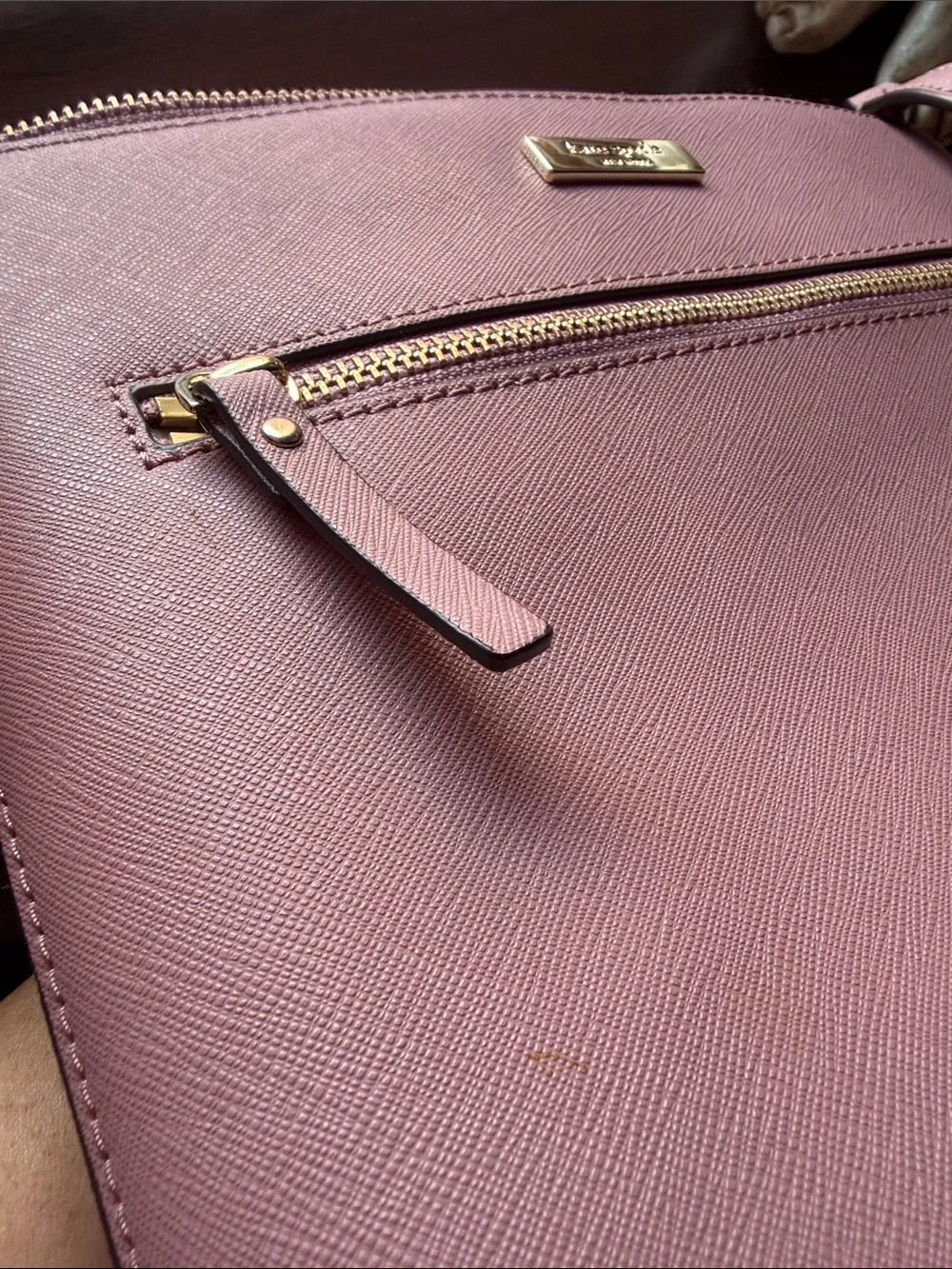 Kate Spade♠️ Mauve Pink Saffiano Crossbody Bag with Gold Hardware